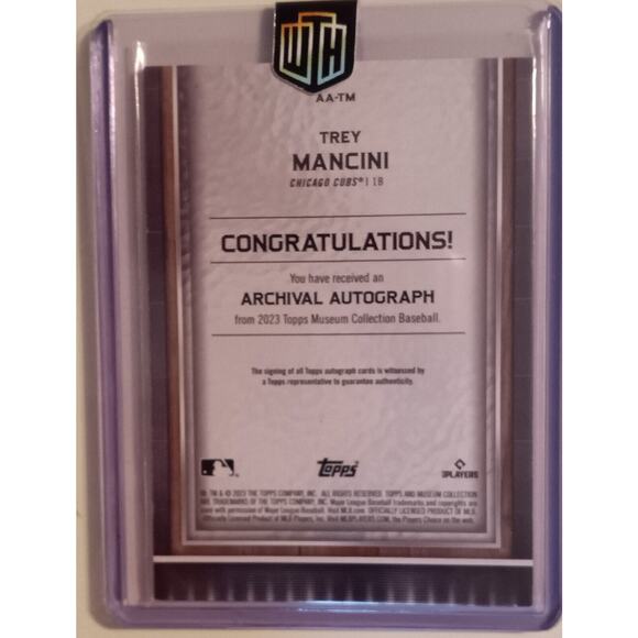 Trey Mancini 2023 "Topps Museum Collection" (Archival Autograph) 22 /50 CUBS - Picture 5 of 6